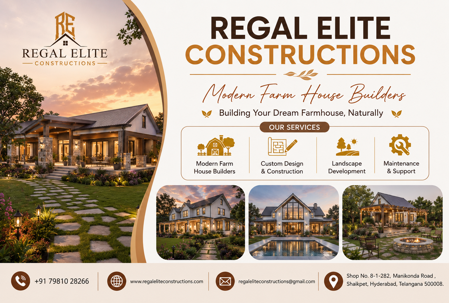 Modern Farm House Builders in Hyderabad constructing luxury farmhouses with modern architecture and landscaping