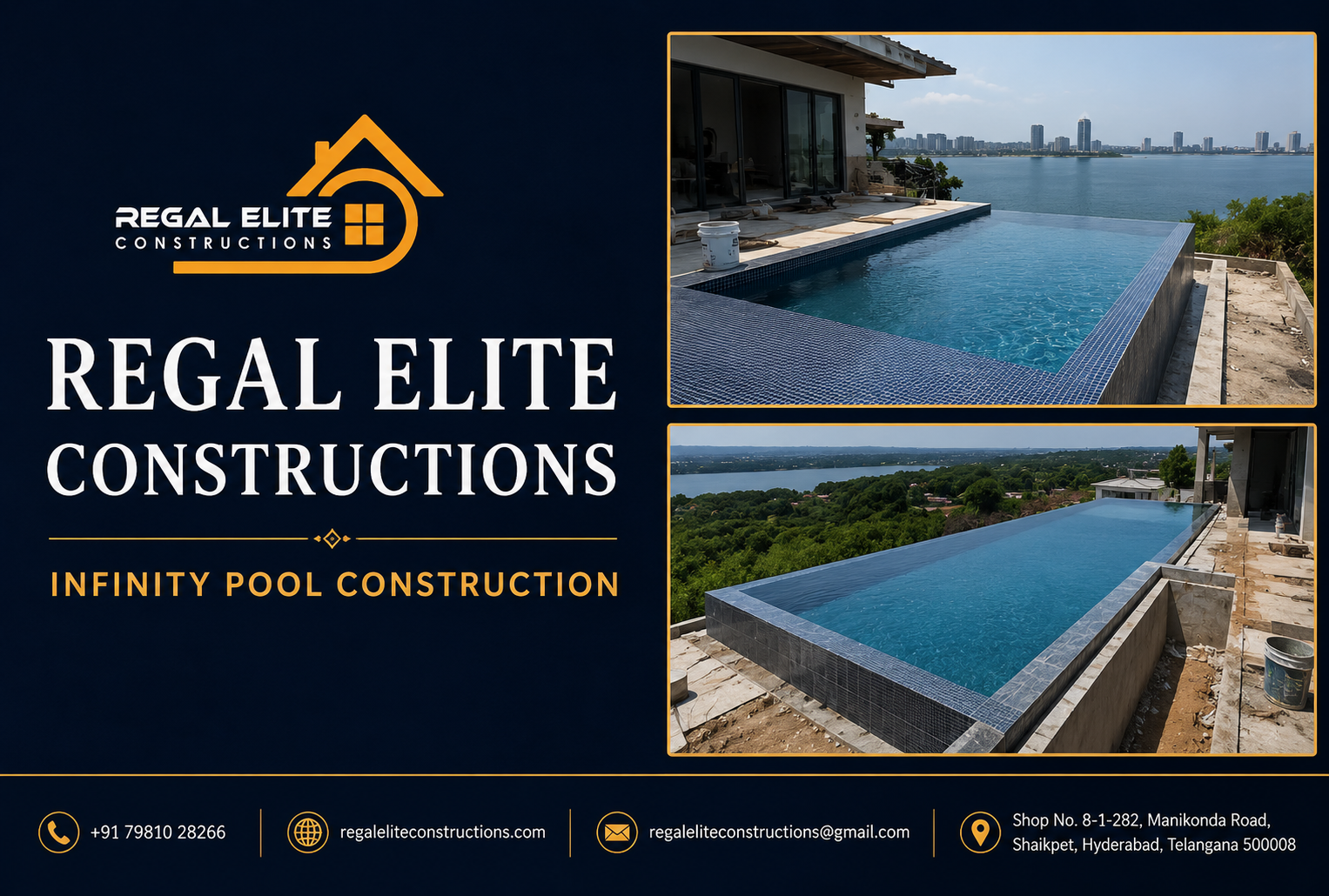 Infinity Pool Construction in Hyderabad for Villas, Farmhouses and Resorts by Regal Elite Constructions