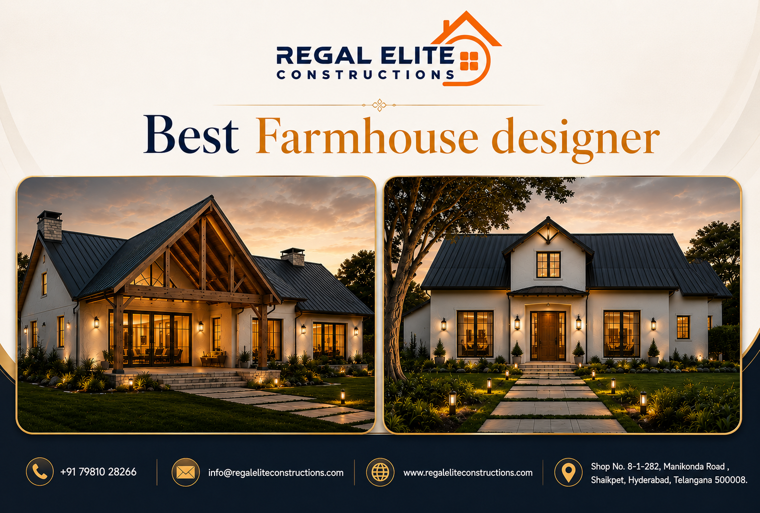 Best Farmhouse designer in Hyderabad by Regal Elite Constructions