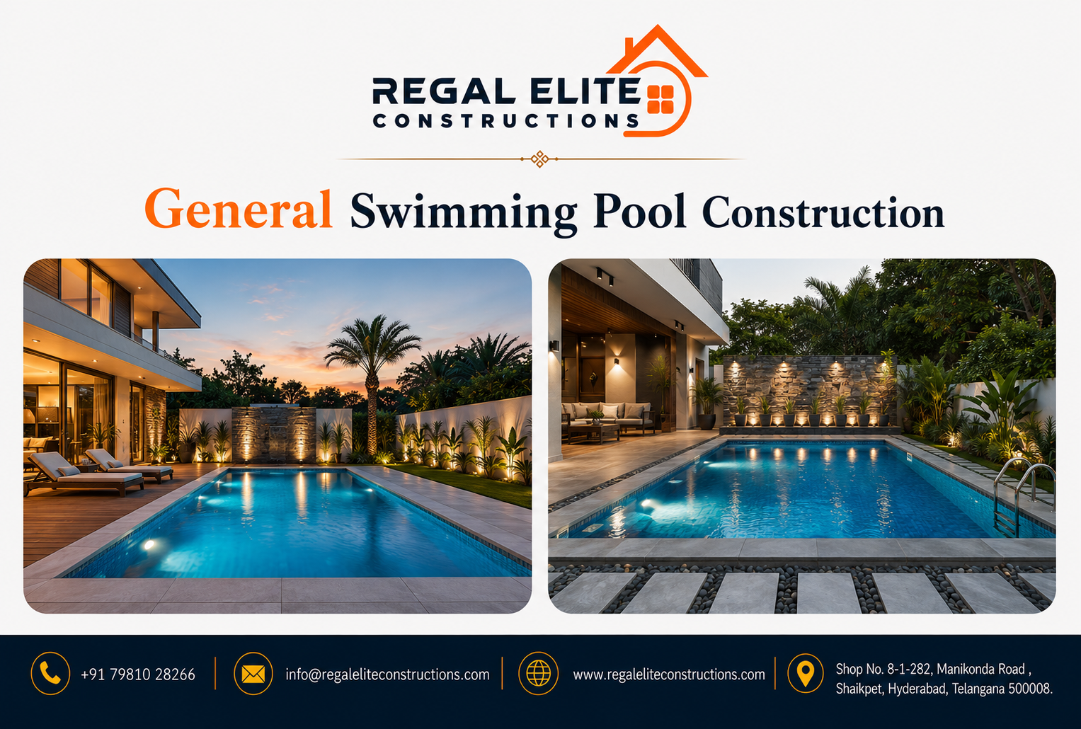 Luxury Premium Swimming Pool Construction in Hyderabad by Regal Elite Constructions