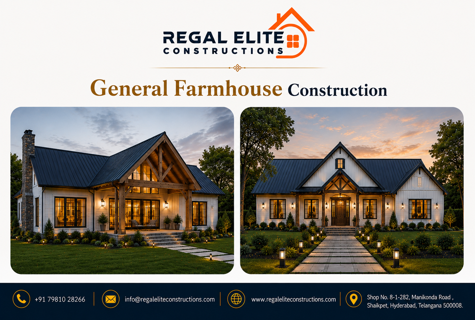 Luxury Premium Farmhouse Construction in Hyderabad by Regal Elite Constructions