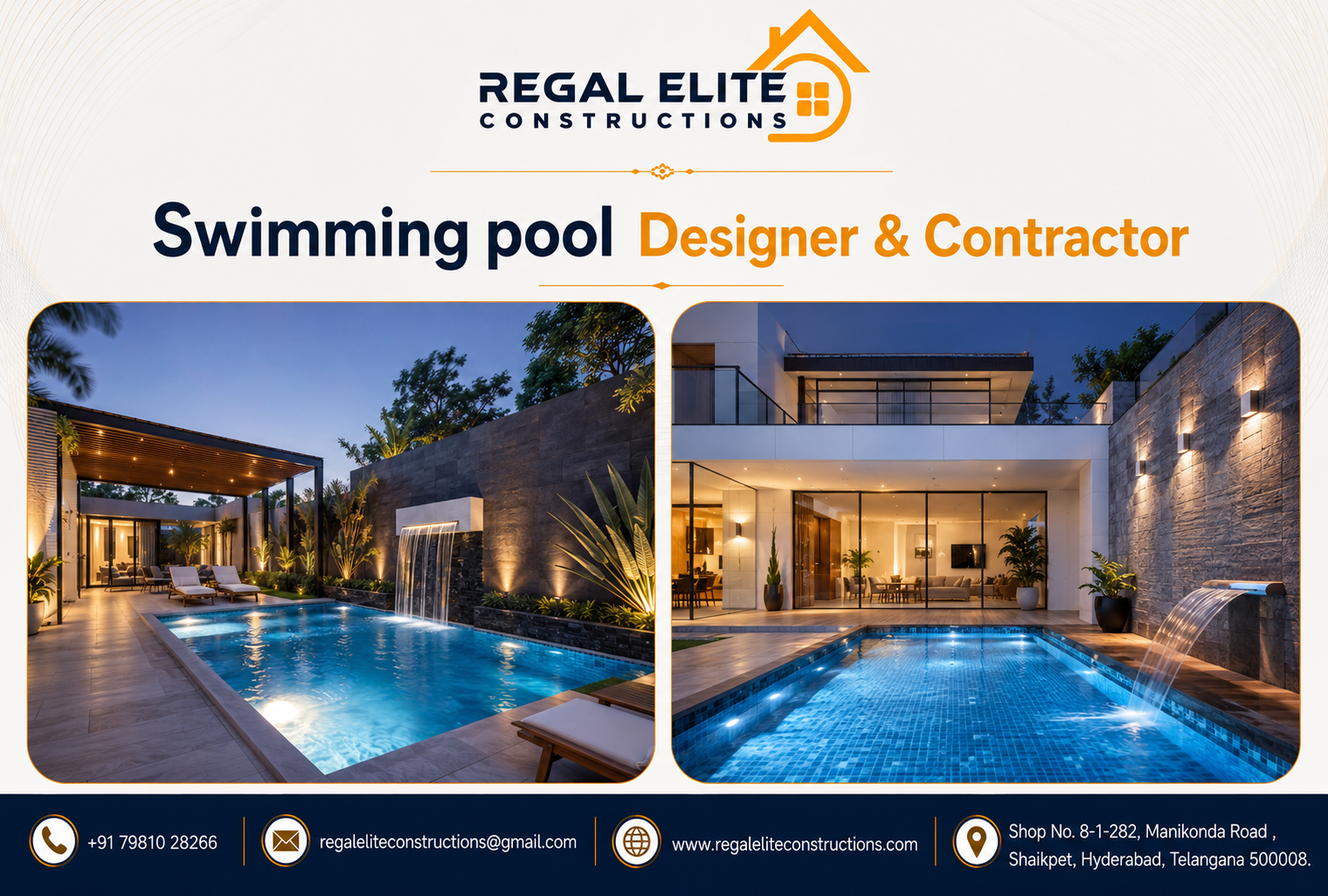 Swimming Pool Designer & Contractor creating a luxury residential swimming pool in Hyderabad