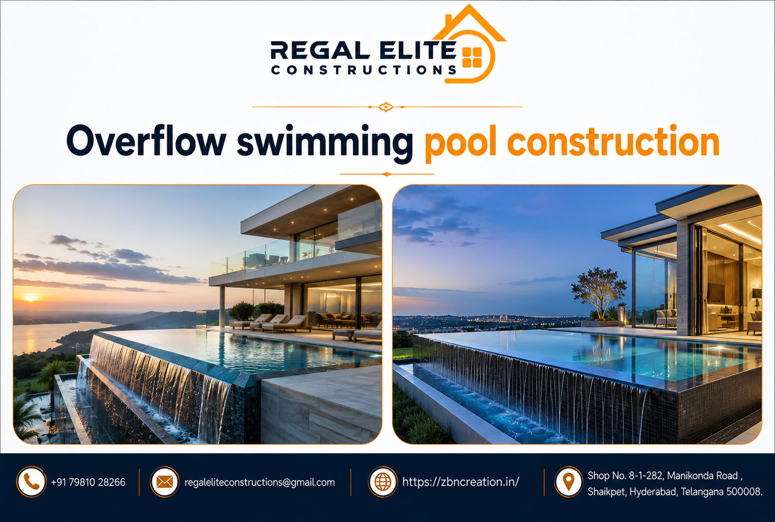 Luxury Overflow Swimming Pool Construction for Modern Villas and Farmhouses in Hyderabad