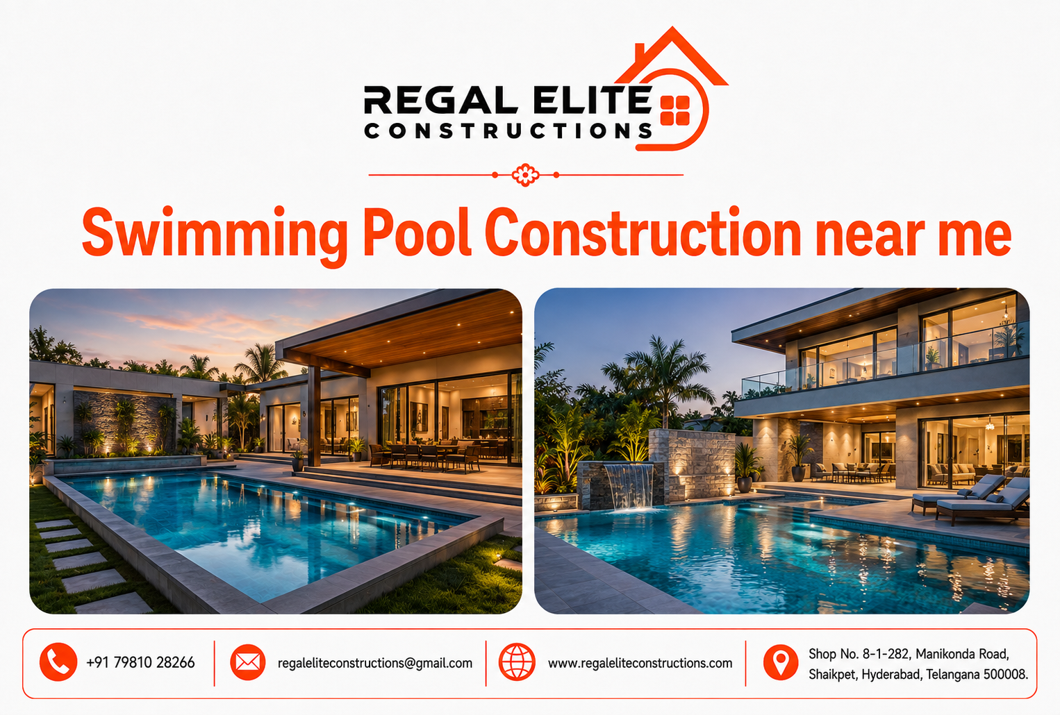 Swimming Pool Construction near me by Regal Elite Constructions in Hyderabad