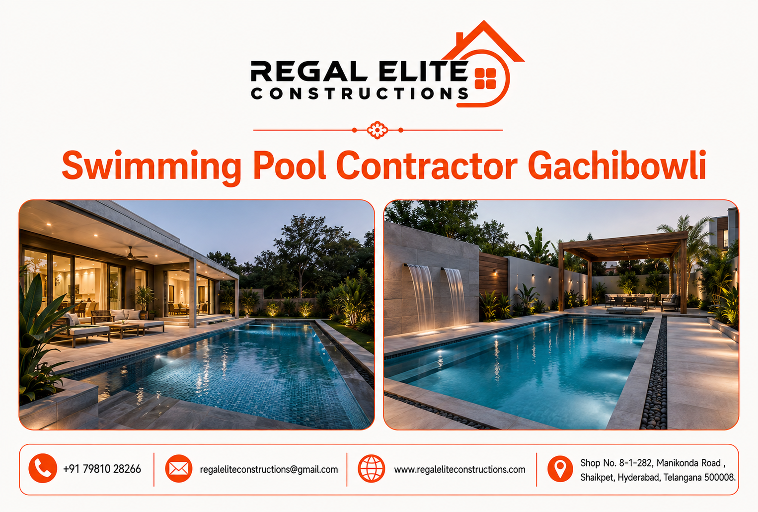 Swimming Pool Contractor Gachibowli by Regal Elite Constructions