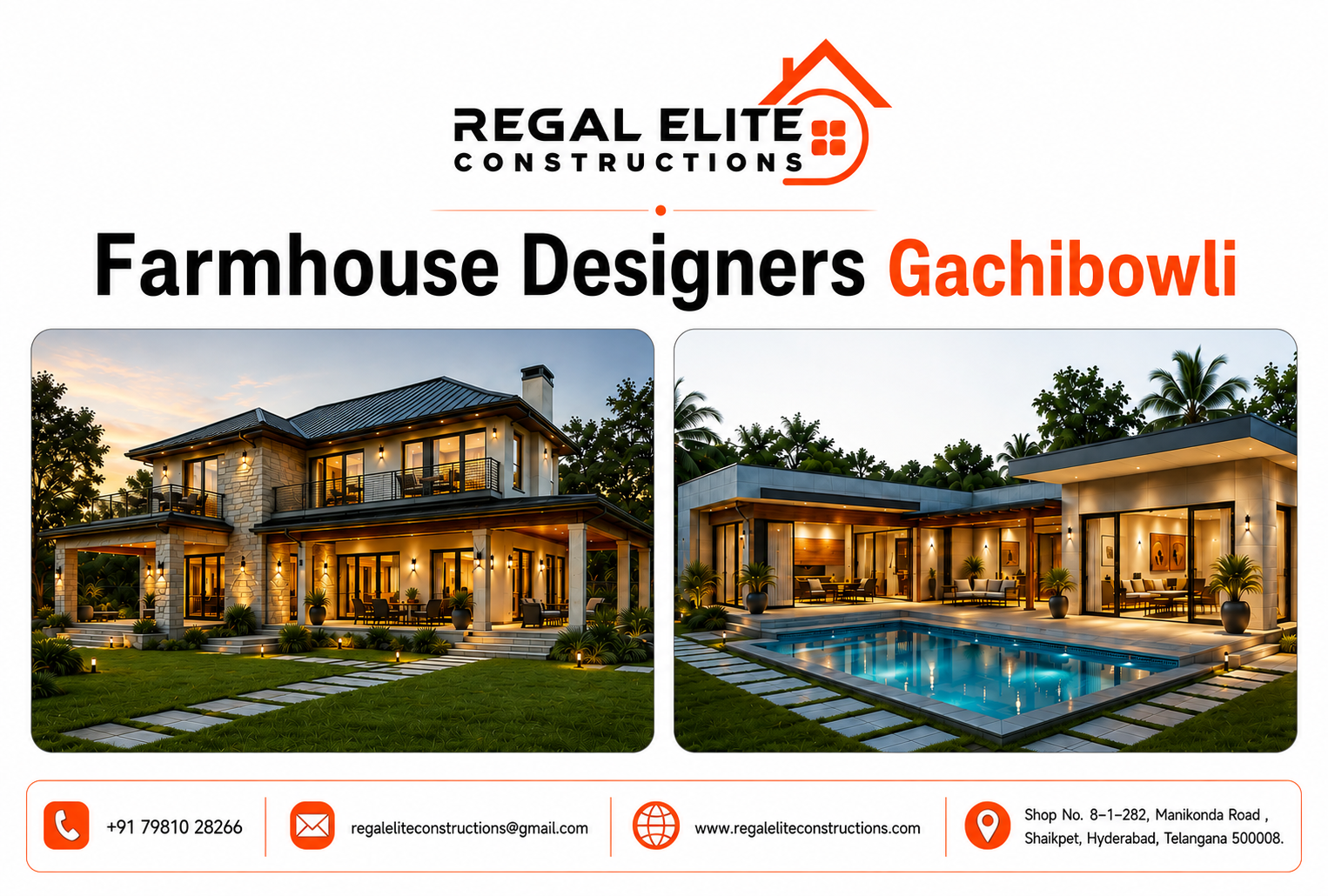Farmhouse Designers Gachibowli creating a luxury farmhouse with pool and landscaped outdoor spaces