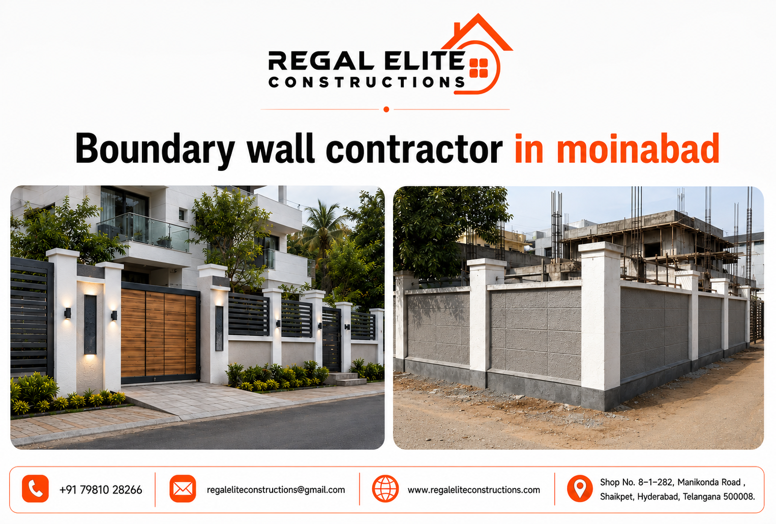 Boundary wall contractor in moinabad constructing a strong compound wall