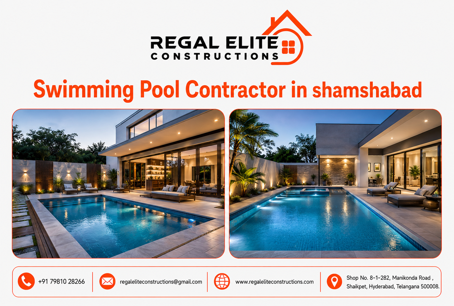 Swimming Pool Contractor in Shamshabad for homes, villas, farmhouses and resorts