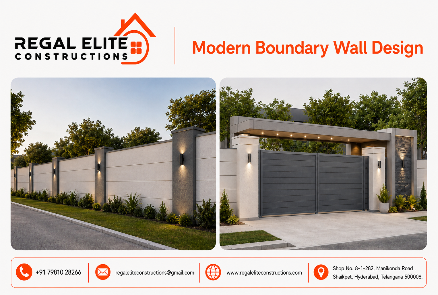Modern Boundary Wall Design ideas for contemporary homes and luxury villas in Hyderabad