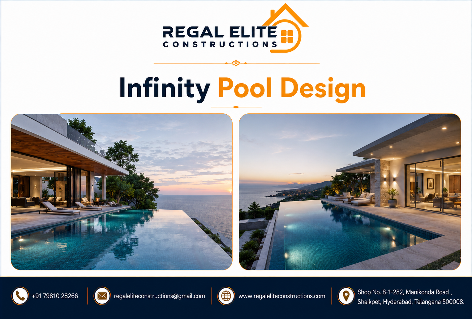 Modern Infinity Pool Design for luxury homes, villas and resorts in Hyderabad