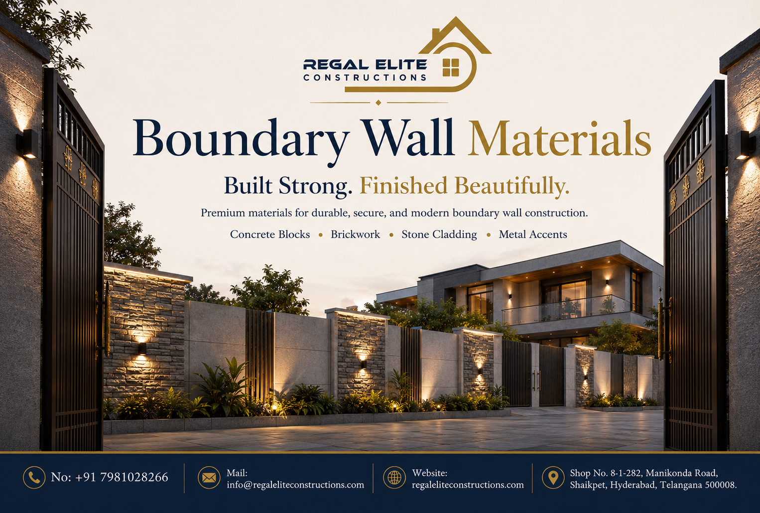 Best Boundary Wall Materials for long-term durable boundary wall construction in Hyderabad