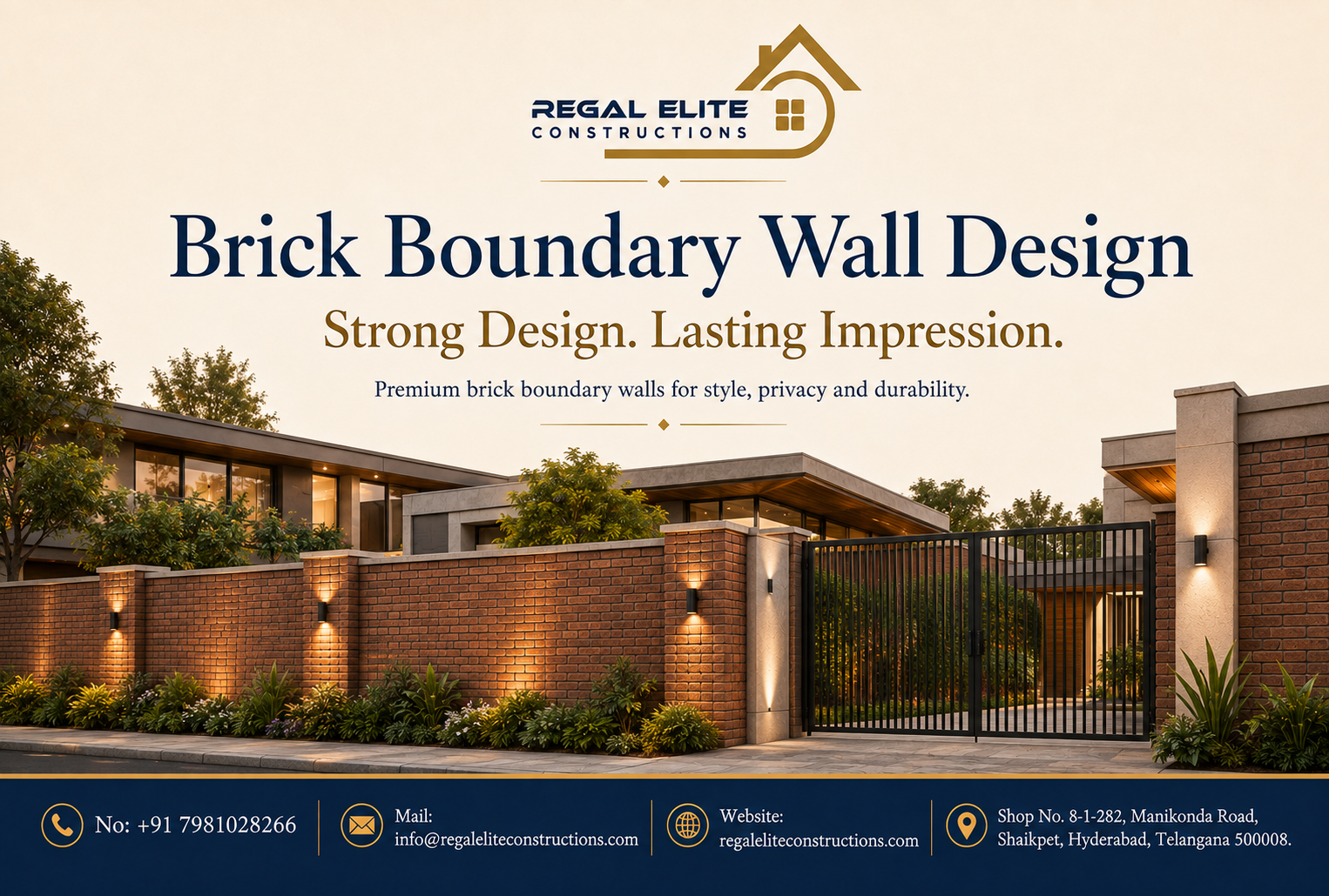 Brick Boundary Wall Design ideas for modern residential properties and homes
