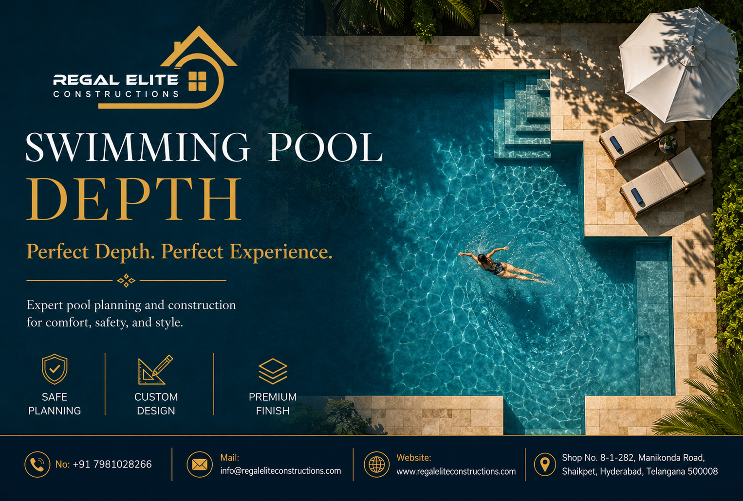 Ideal Swimming Pool Depth for homes, villas and family swimming pools