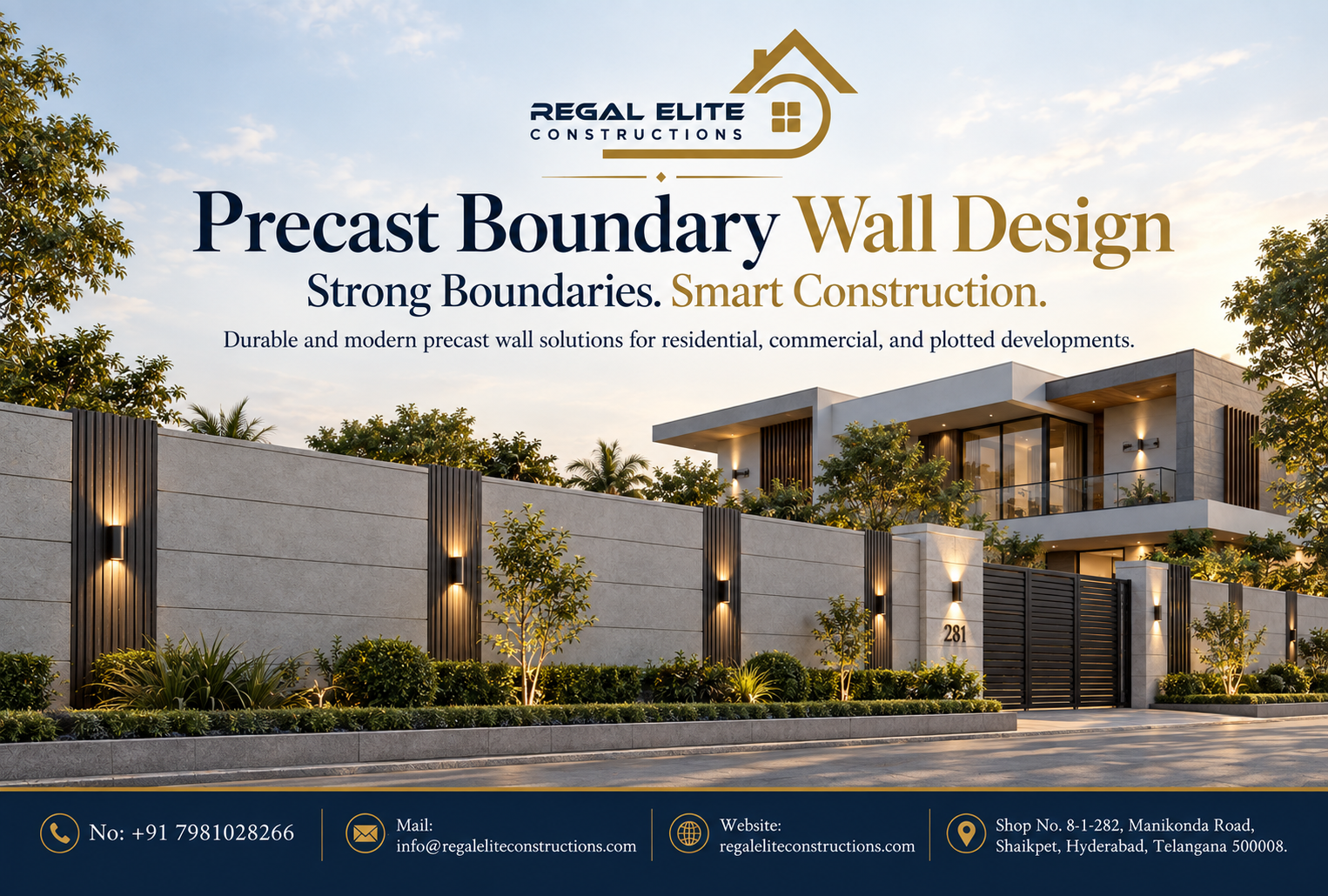 Precast Boundary Wall Design for modern residential and commercial properties