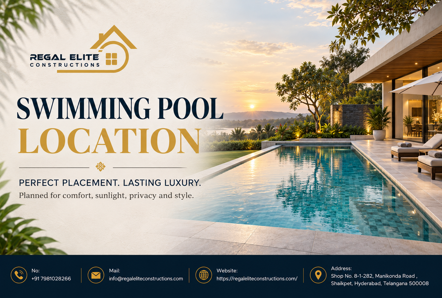 Best Swimming Pool Location planning for homes, villas, and properties in Hyderabad