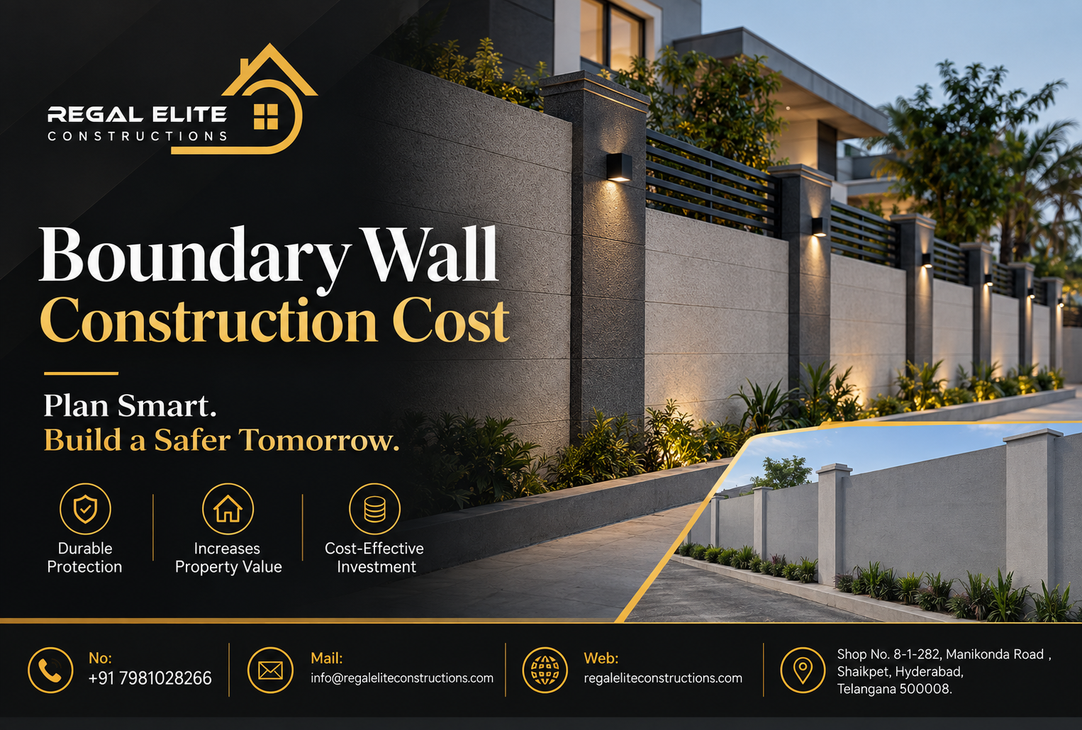 Boundary Wall Construction Cost for homes and villas in Hyderabad