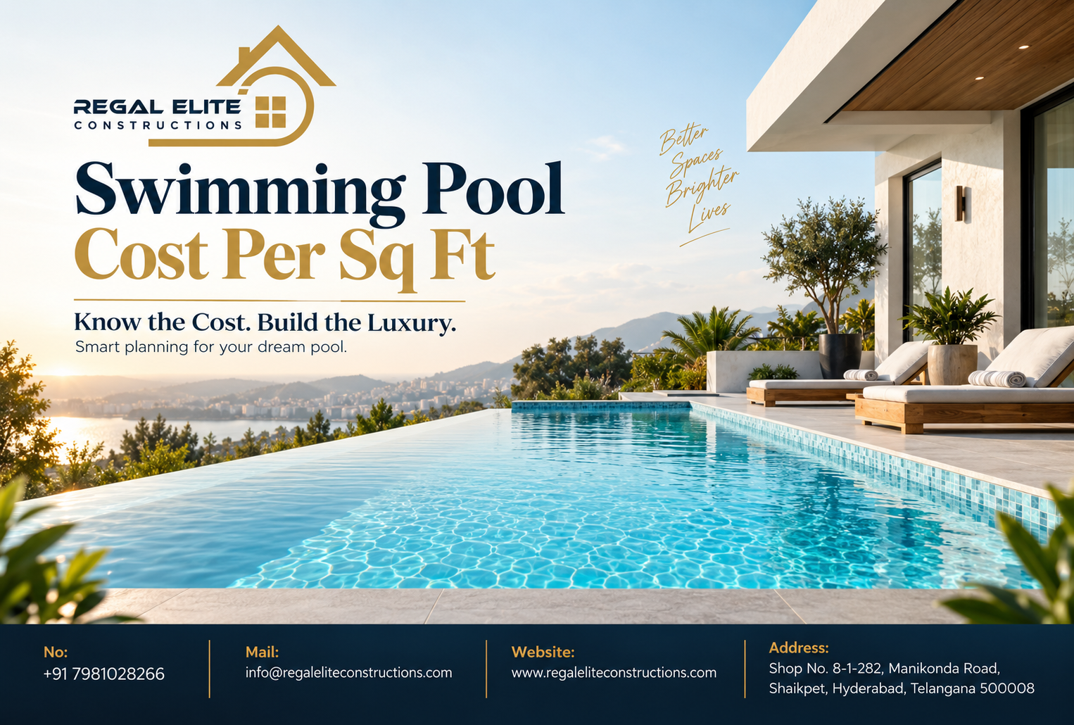Swimming Pool Cost Per Sq Ft for residential swimming pool construction in Hyderabad