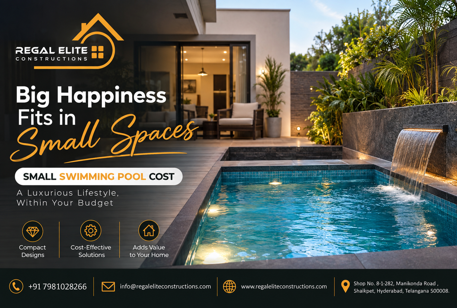 Small Swimming Pool Cost guide for residential pool construction in Hyderabad