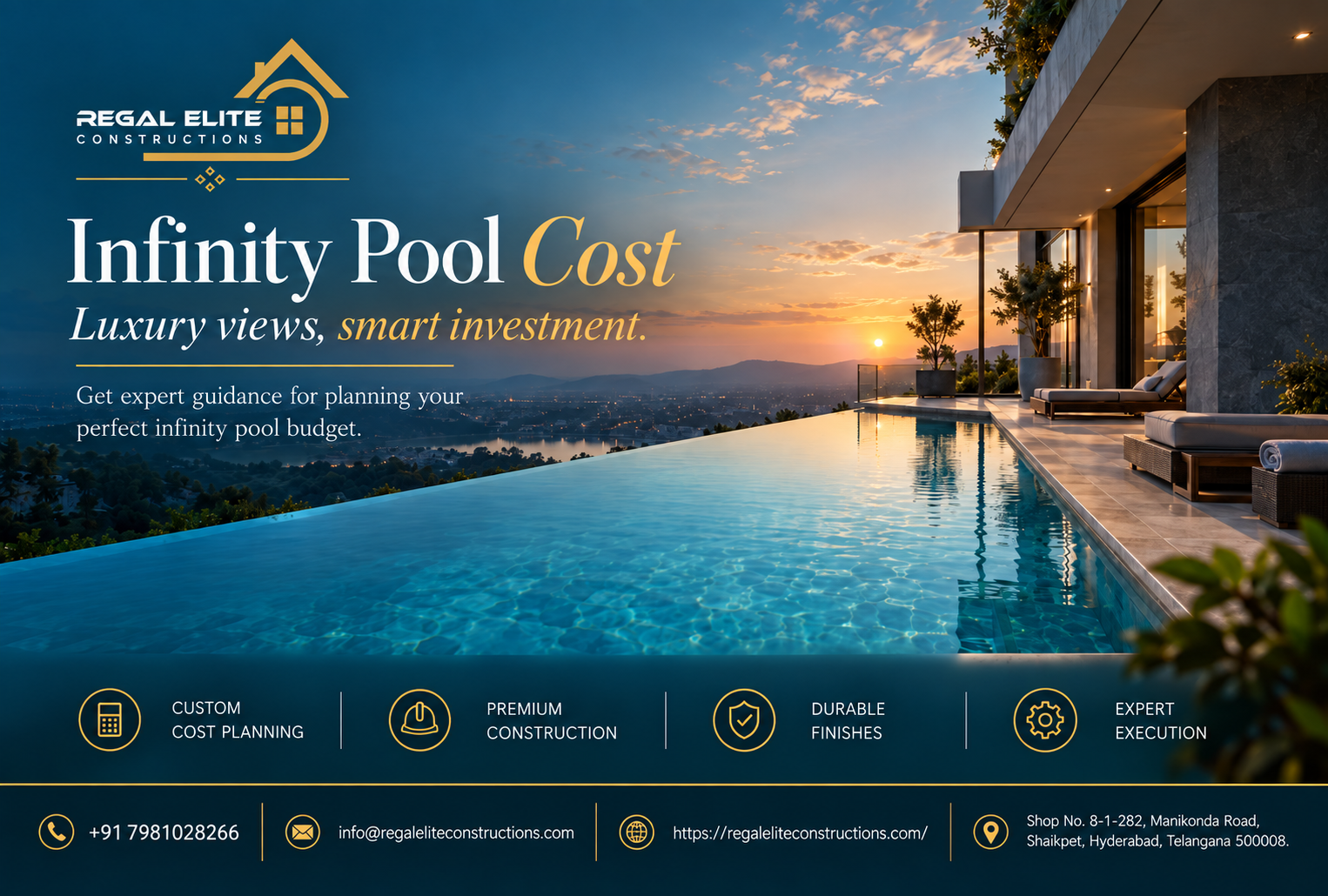 Infinity Pool Cost for luxury swimming pool design and construction in Hyderabad