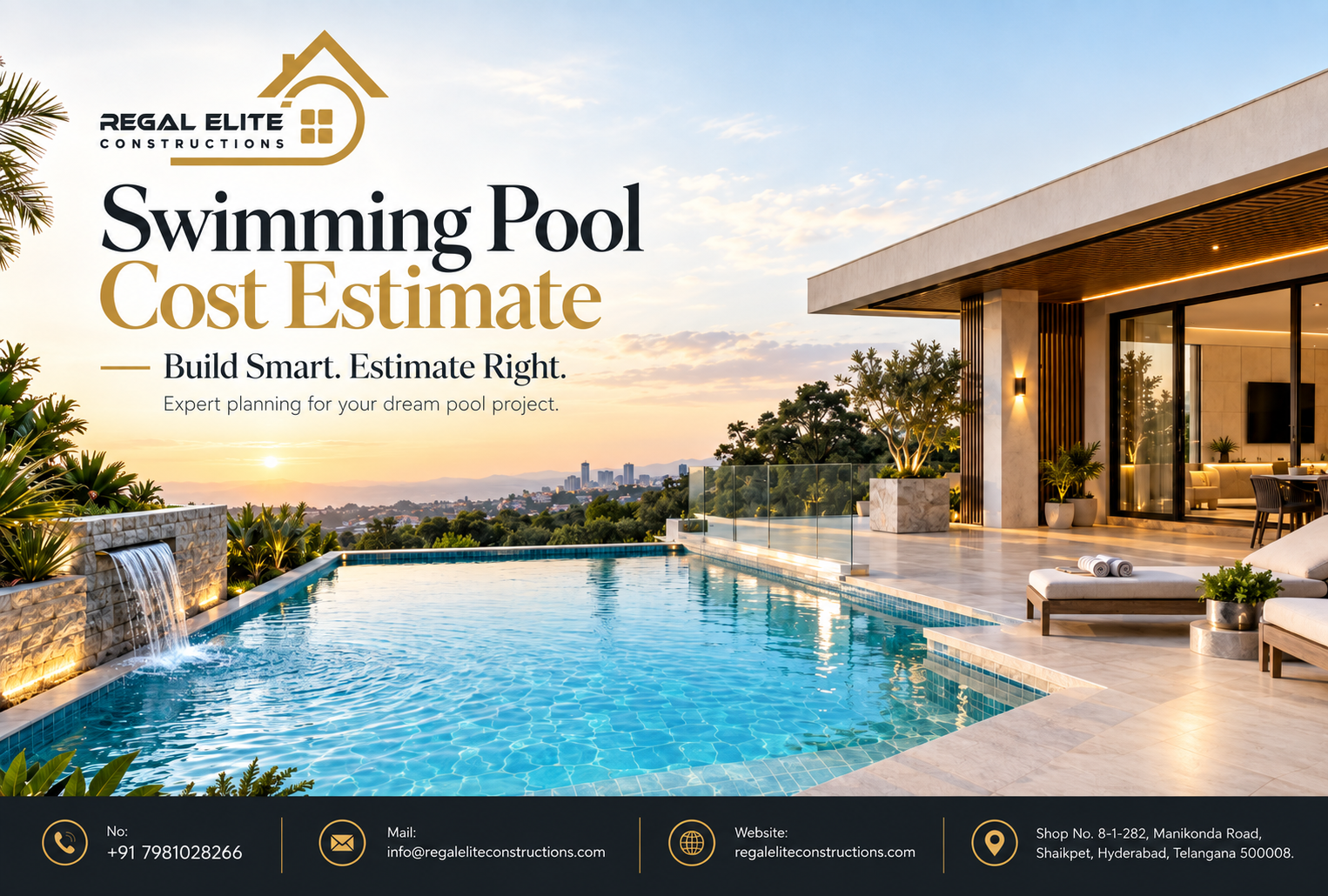 Swimming Pool Cost Estimate for residential pool construction in Hyderabad